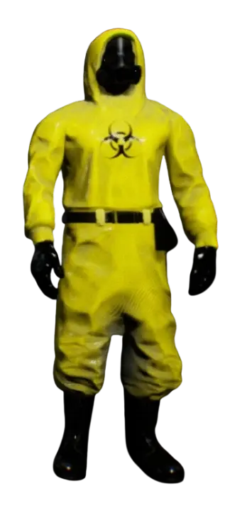 Current Wanderer model wearing the yellow hazmat suit