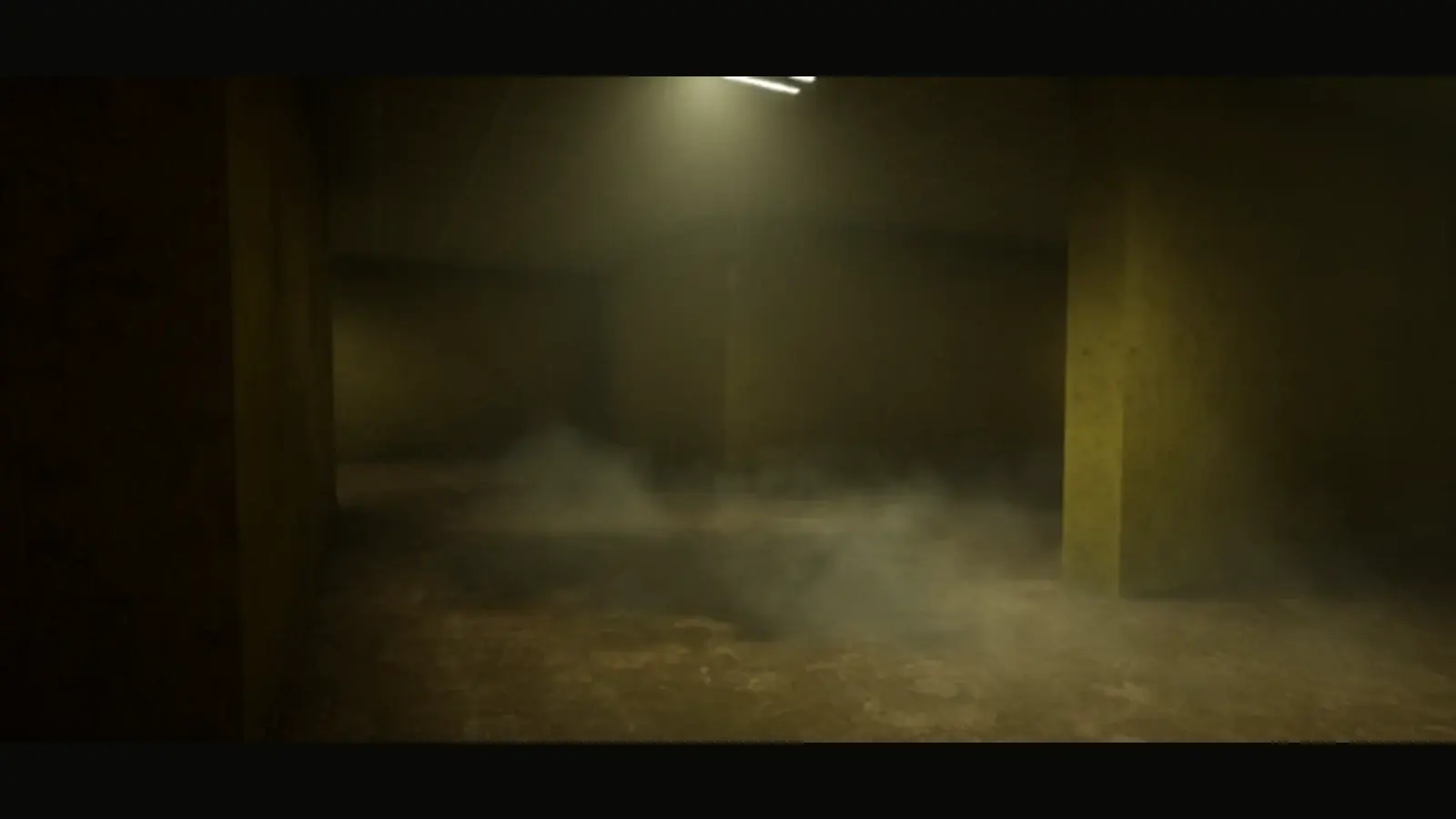 Fog-filled, water-damaged corridor in Escape the Backrooms Level 0.11