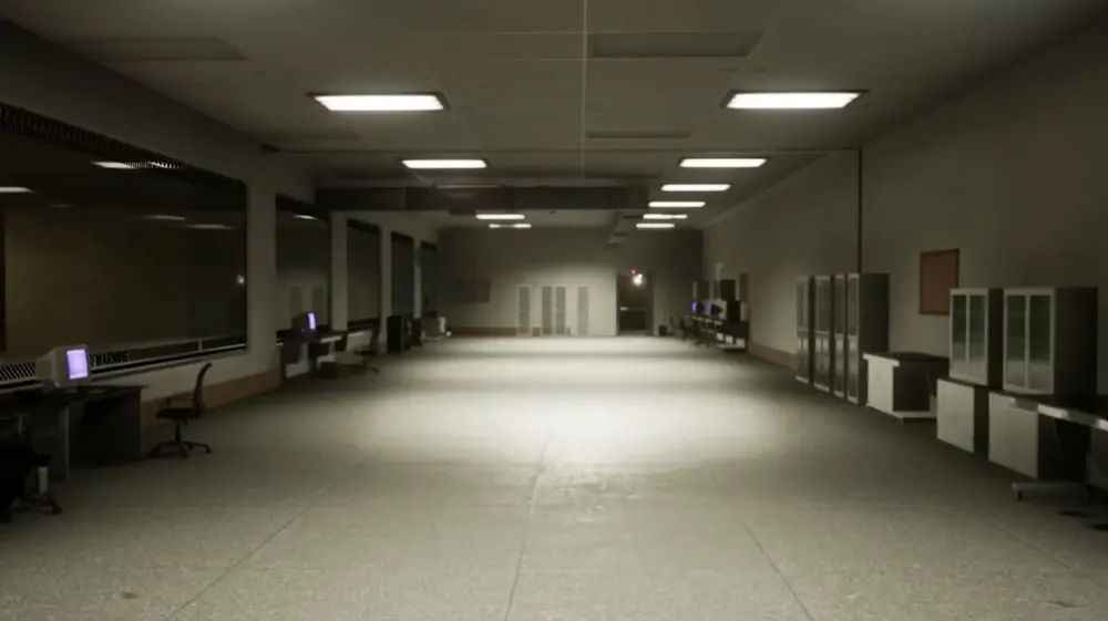 Escape the Backrooms Level B M.E.G. Safe Zone and elevator hub