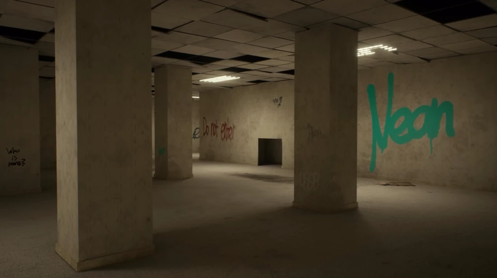 Escape the Backrooms Nivel 2 Graffiti colored tubes and fan puzzle